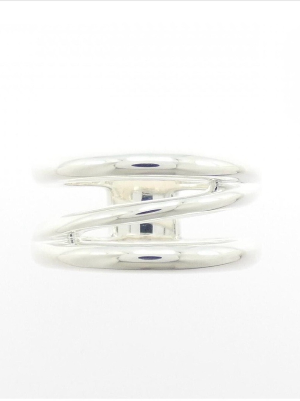 Rare Tiffany & Co Triple Open Diagonal Ring Sterling Silver Retired Size 7 - Picture 7 of 9